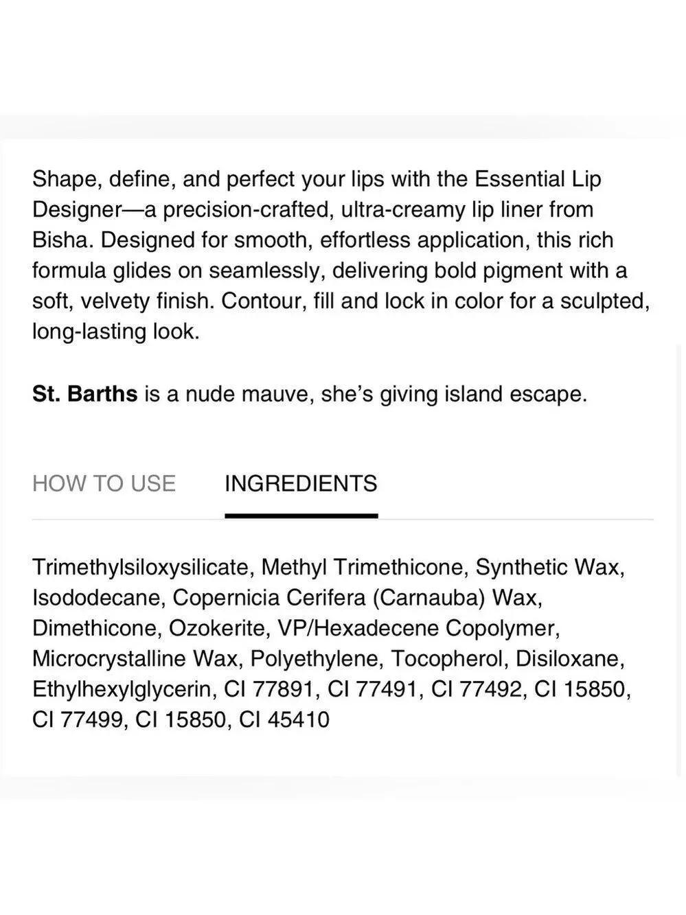 BISHA Essential Lip Designer Duo San Tropez St Barths Lip Liner